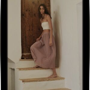 Zara Wrinkle Effect Midi Skirt